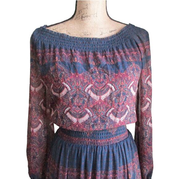 Boho Ruffle V-Neck Mini Dress Floral Pink Rust – Abercrombie XS - Picture 3 of 17